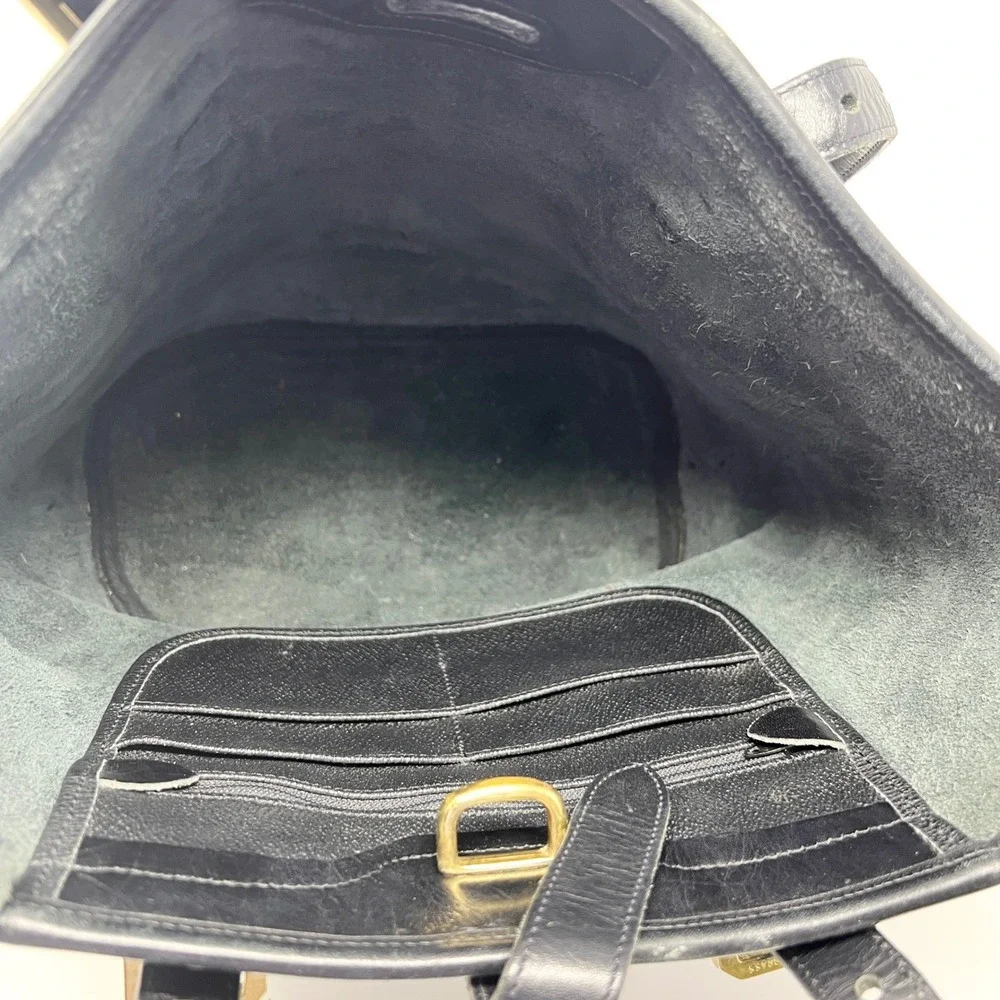 VTG Dooney & Bourke‎ East/West Bucket Tote Handbag Leather Navy MADE IN USA Bag